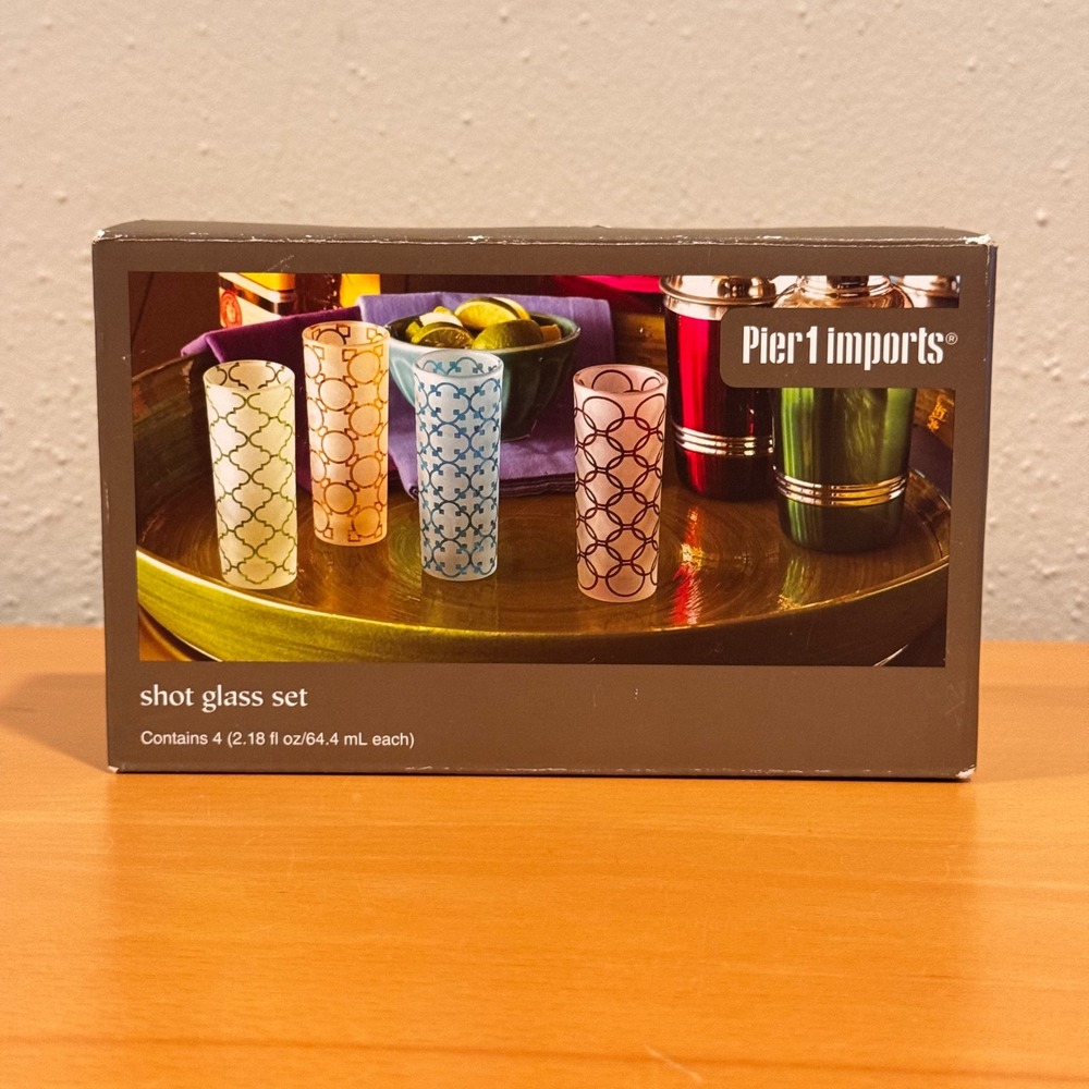Pier 1 Imports Shot Glass Set Unisex OS Multicolor Frosted Geometric Barware